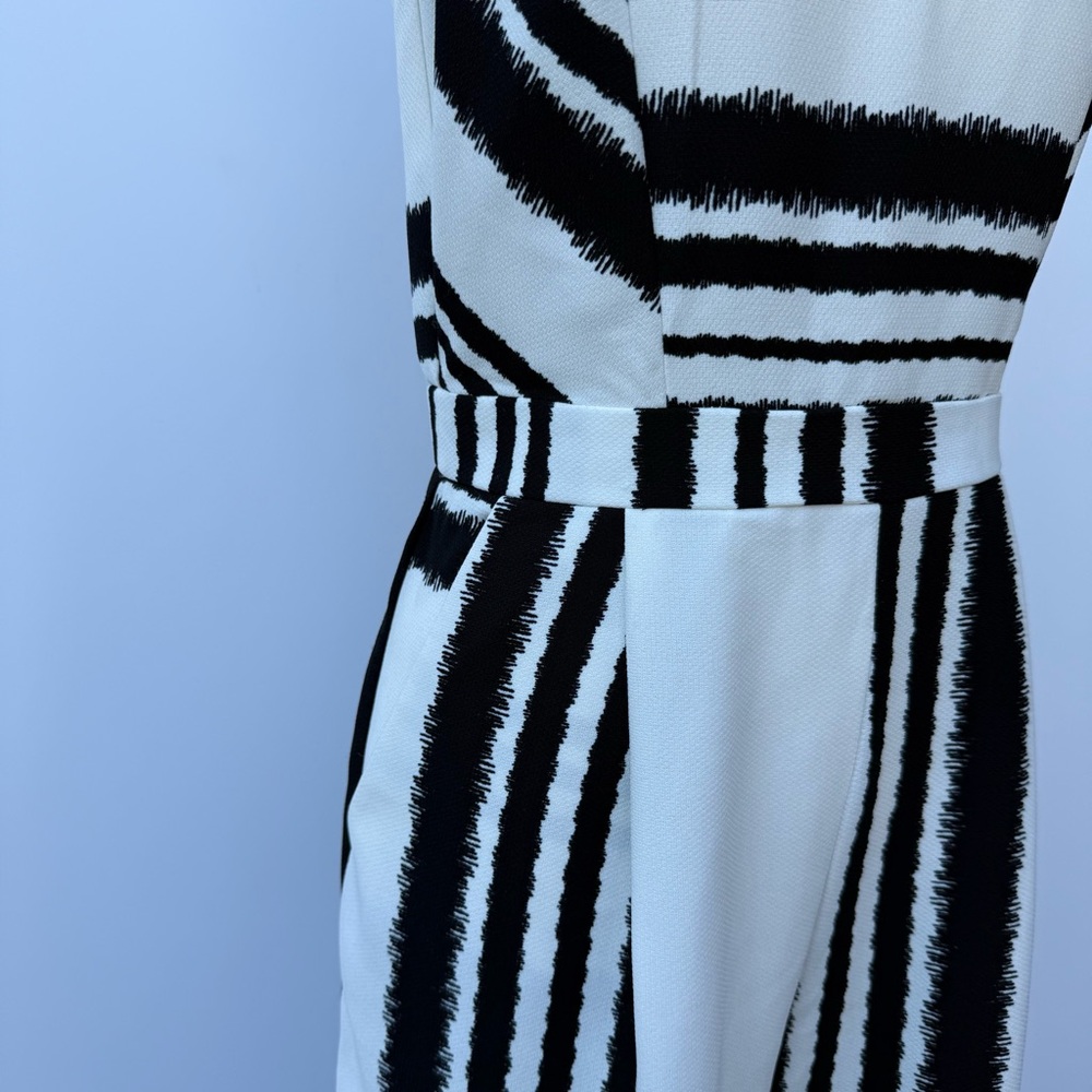 Jealous Tomato Monochrome Striped Sleeveless Jumpsuit Wide Leg Chic Black White - Picture 7 of 15
